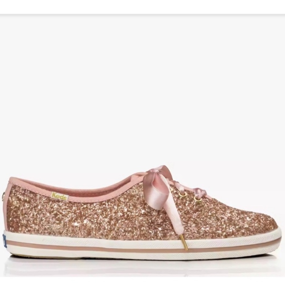 Womens Keds x Kate Spade Rose Gold Glitter Wedding Tennis Shoes Size 10